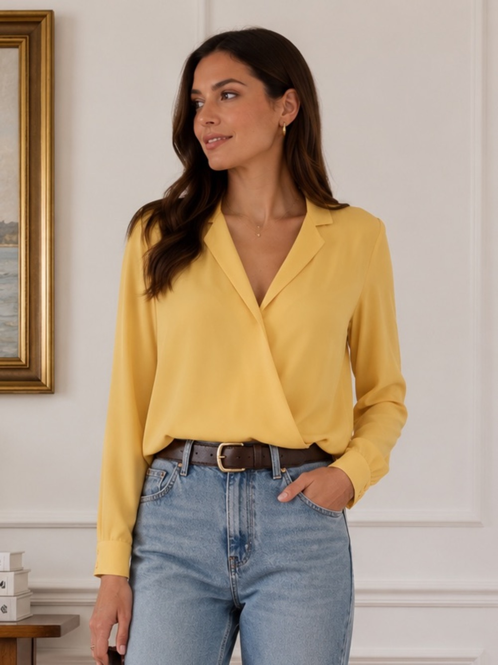 BABATON Brett Chiffon Crossover Blouse Medium